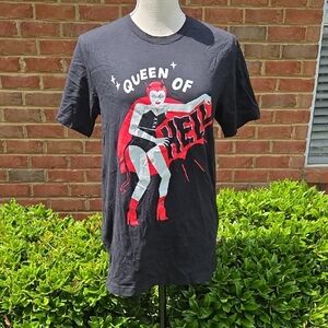 Black Graphic T-Shirt - Queen of Hell Design Size M